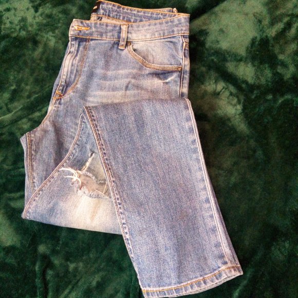 ASOS Distressed Denim Blue Jeans Sz 34 - Picture 6 of 13